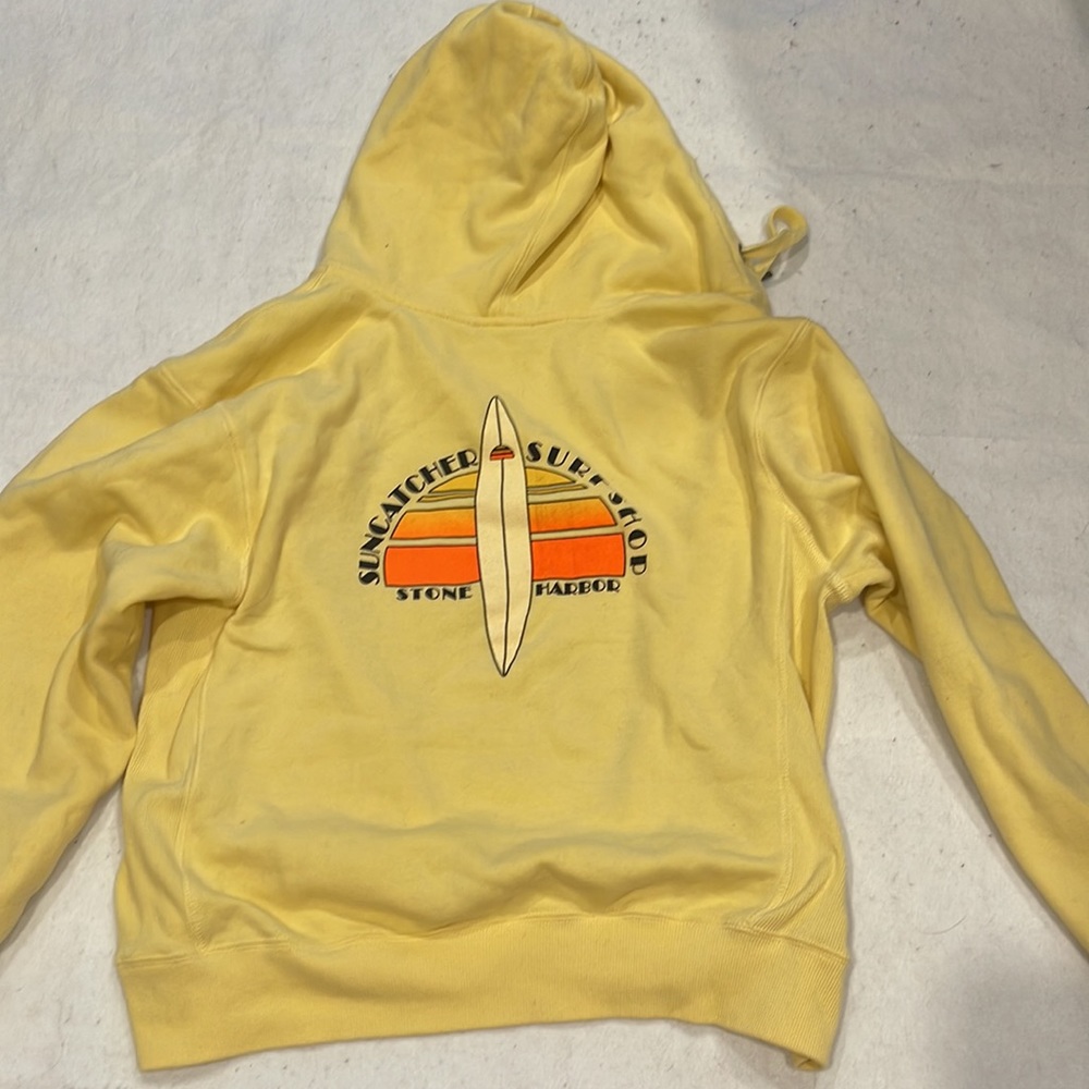 Surf Sweatshirt Sun catcher Stone Harbor NJ hooded yellow full zip Medium